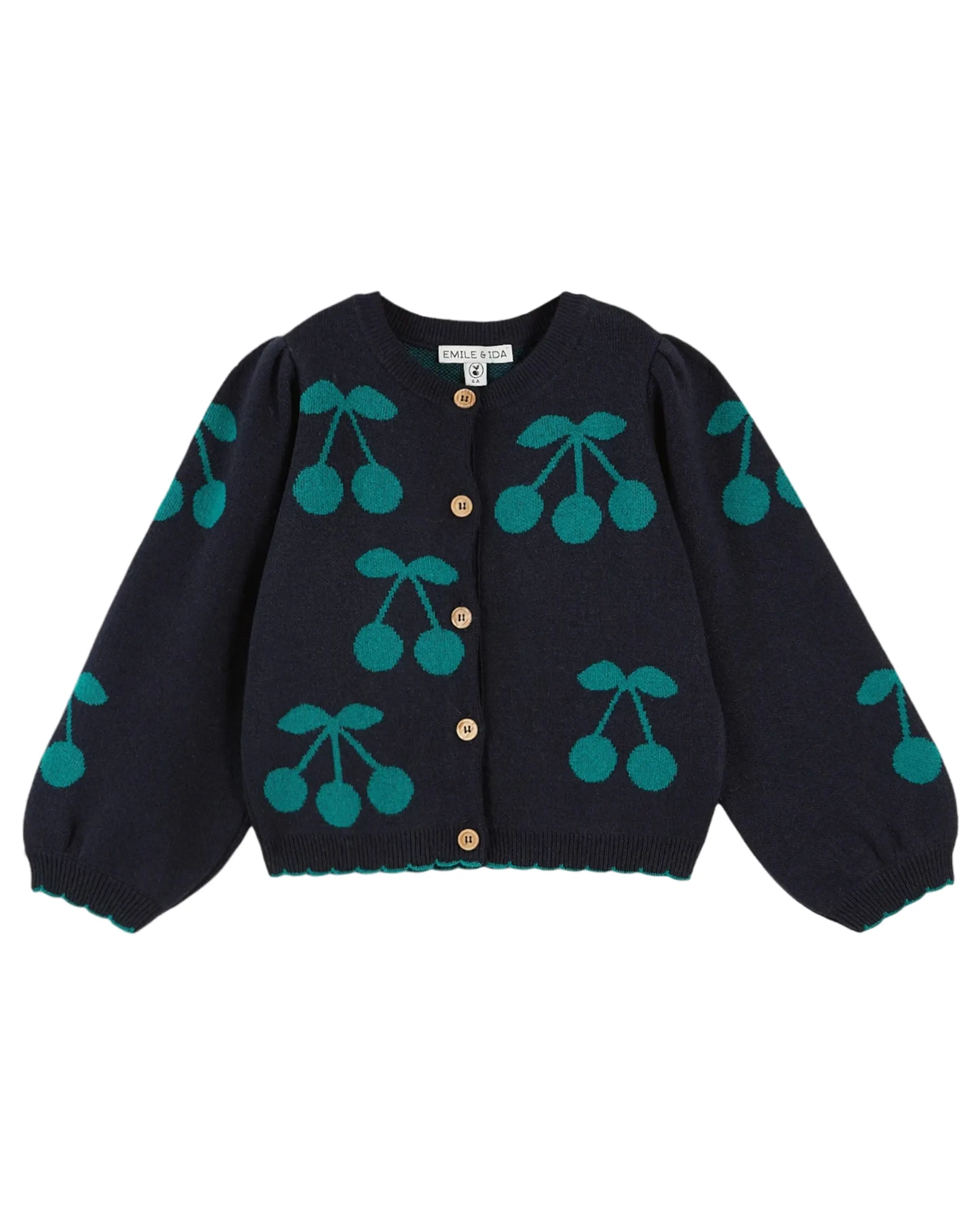 Emile Et Ida Navy Cardigan Cerises