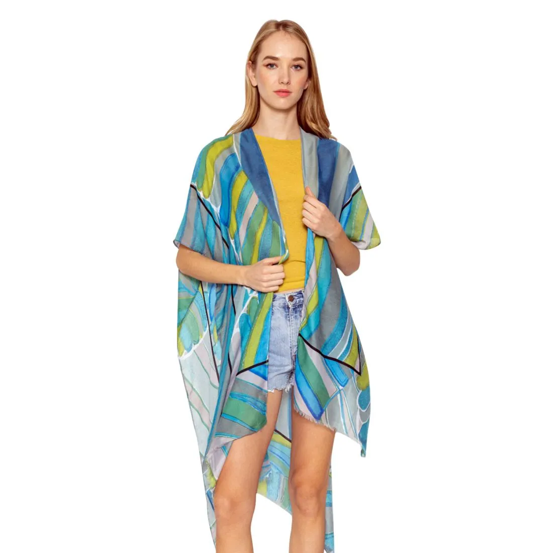 Empire Cove Womens Abstract Print Kimono Shawl Wraps Beach Cover Ups Summer