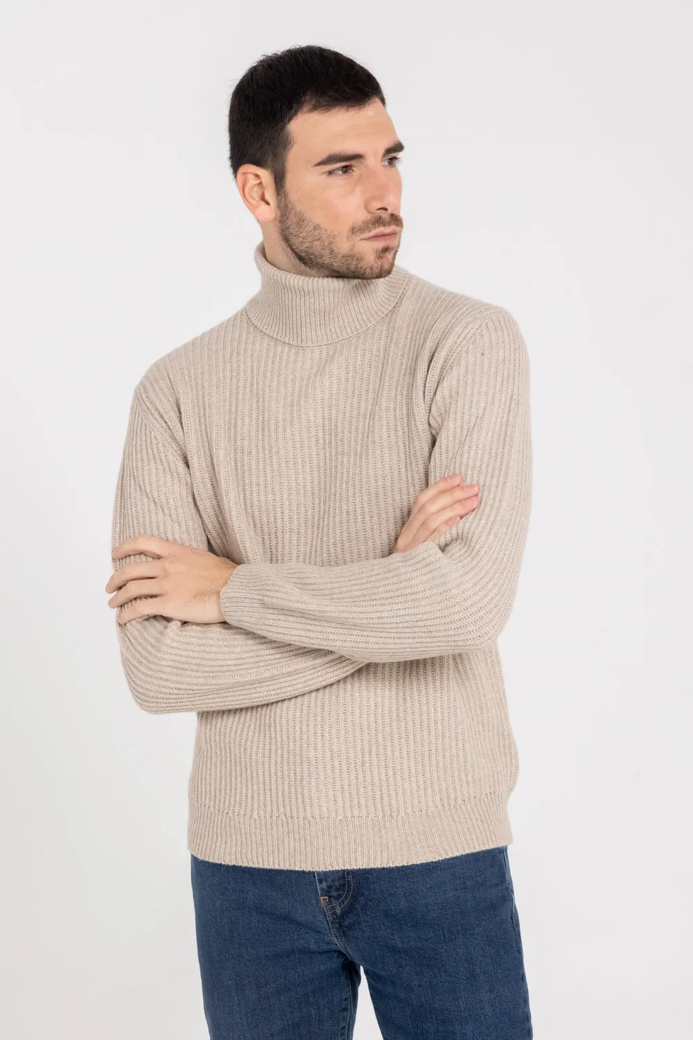 ENGLISH RIBBED TURTLENECK SWEATER