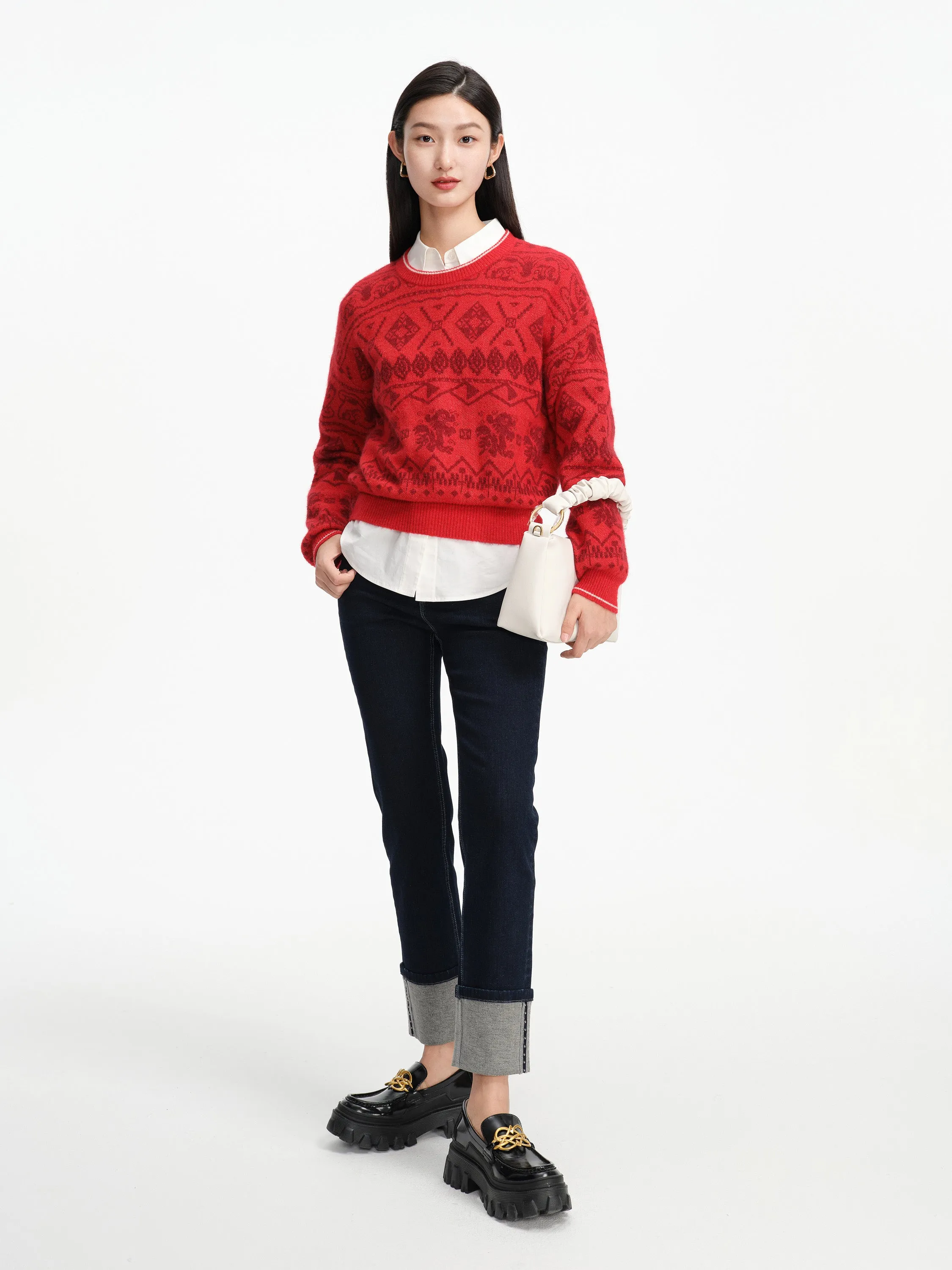 EP YAYING Short-seleves Knit Cardigan with button