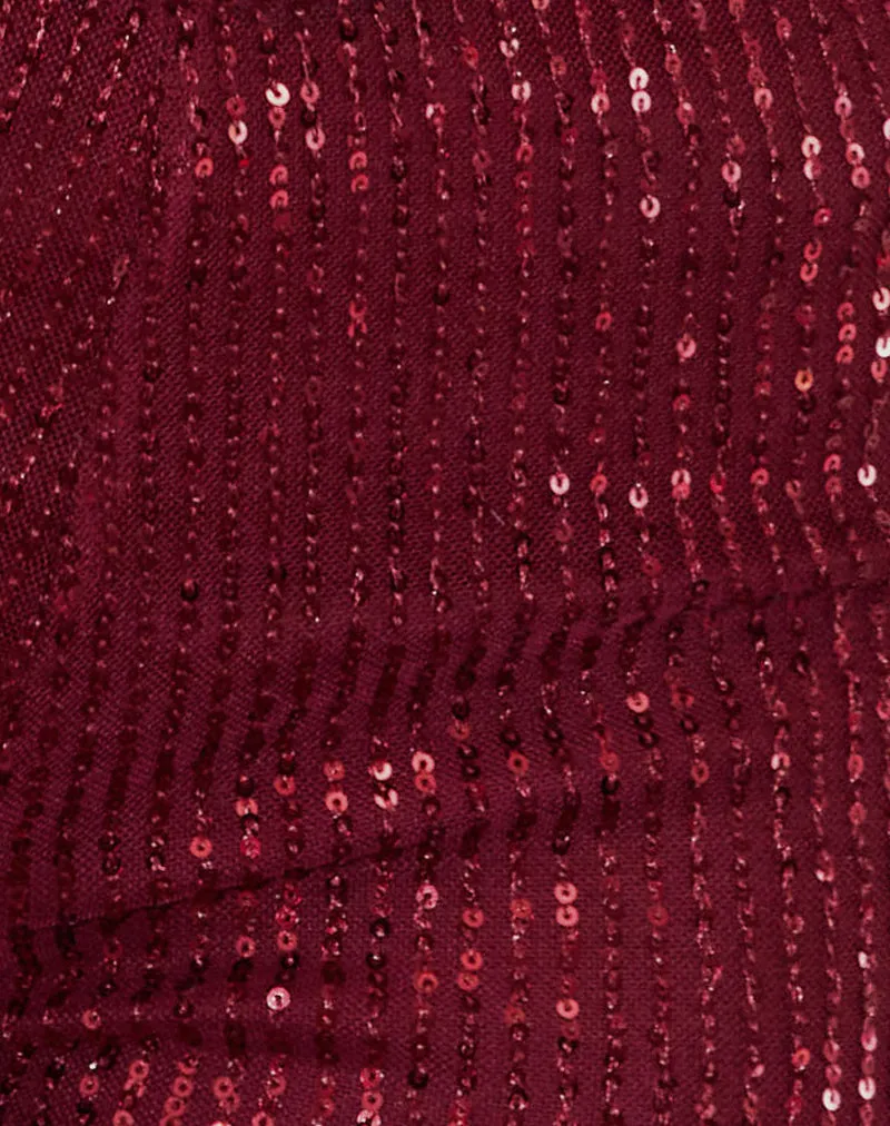 Erna Micro Shorts in Drape Mini Sequin Maroon