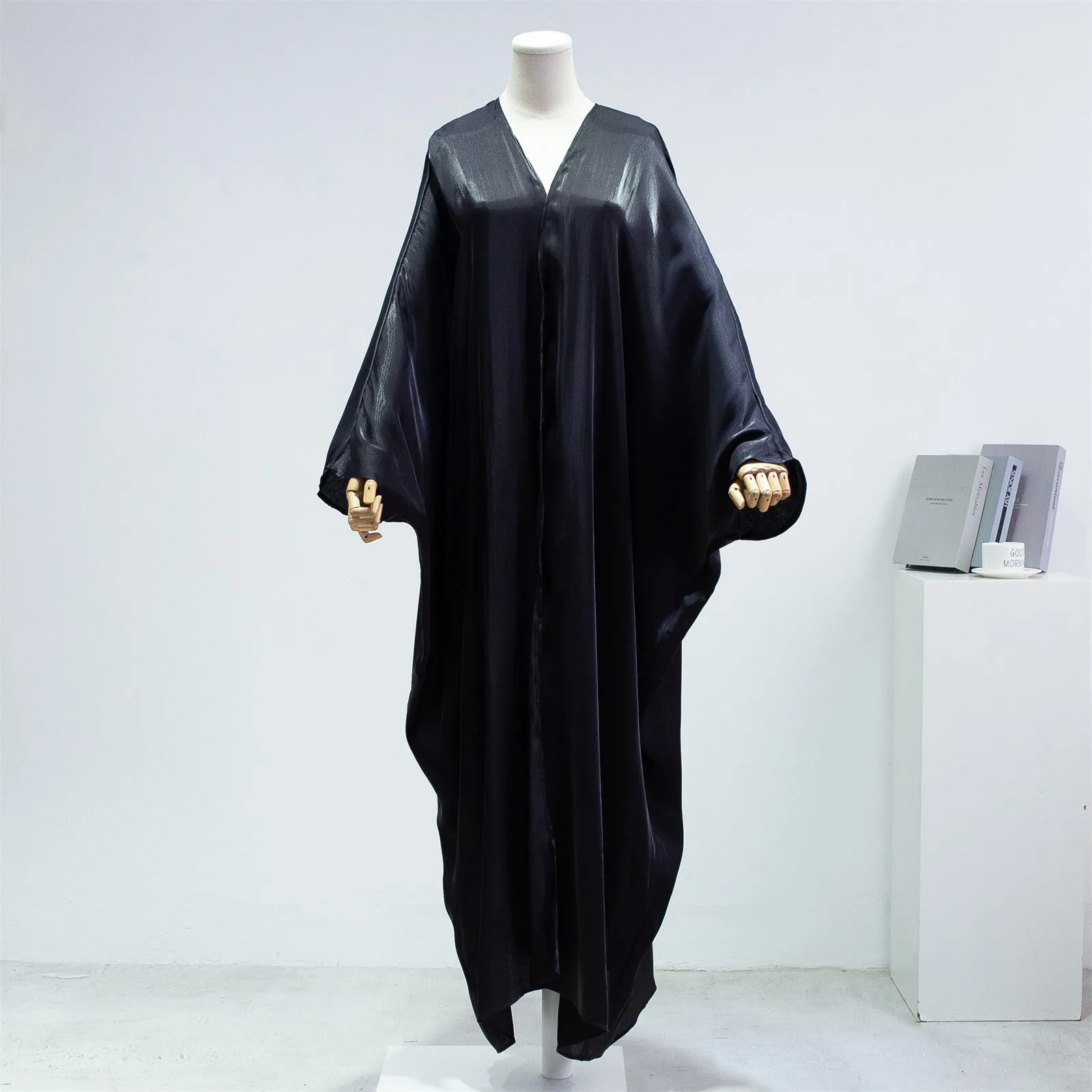 Fashion Casual Bright Silk Cardigan Plus Size Robe Batwing Sleeve