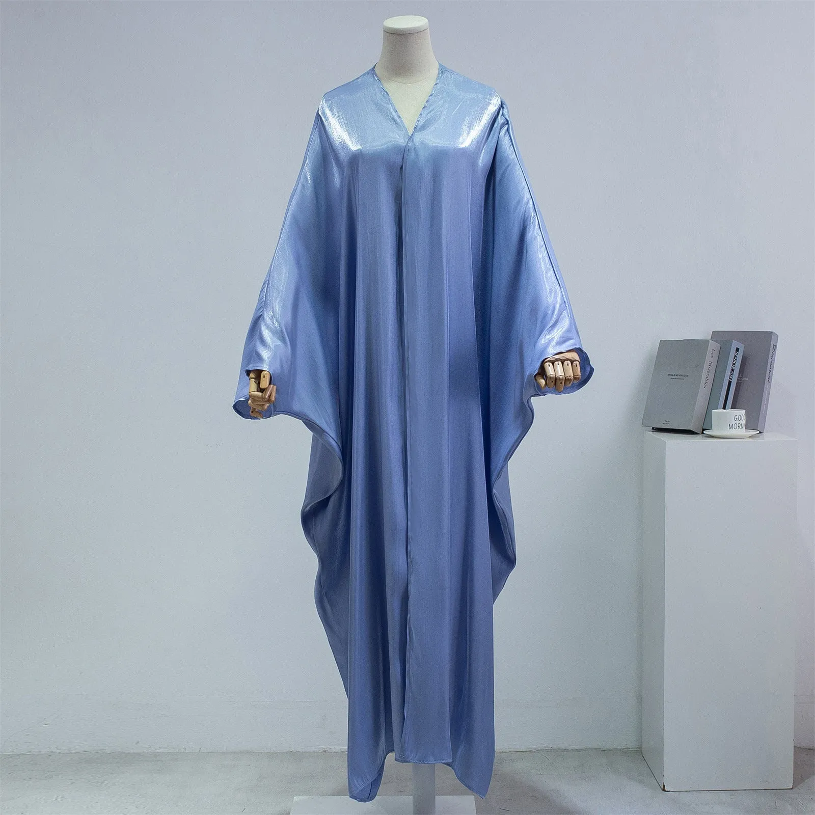 Fashion Casual Bright Silk Cardigan Plus Size Robe Batwing Sleeve