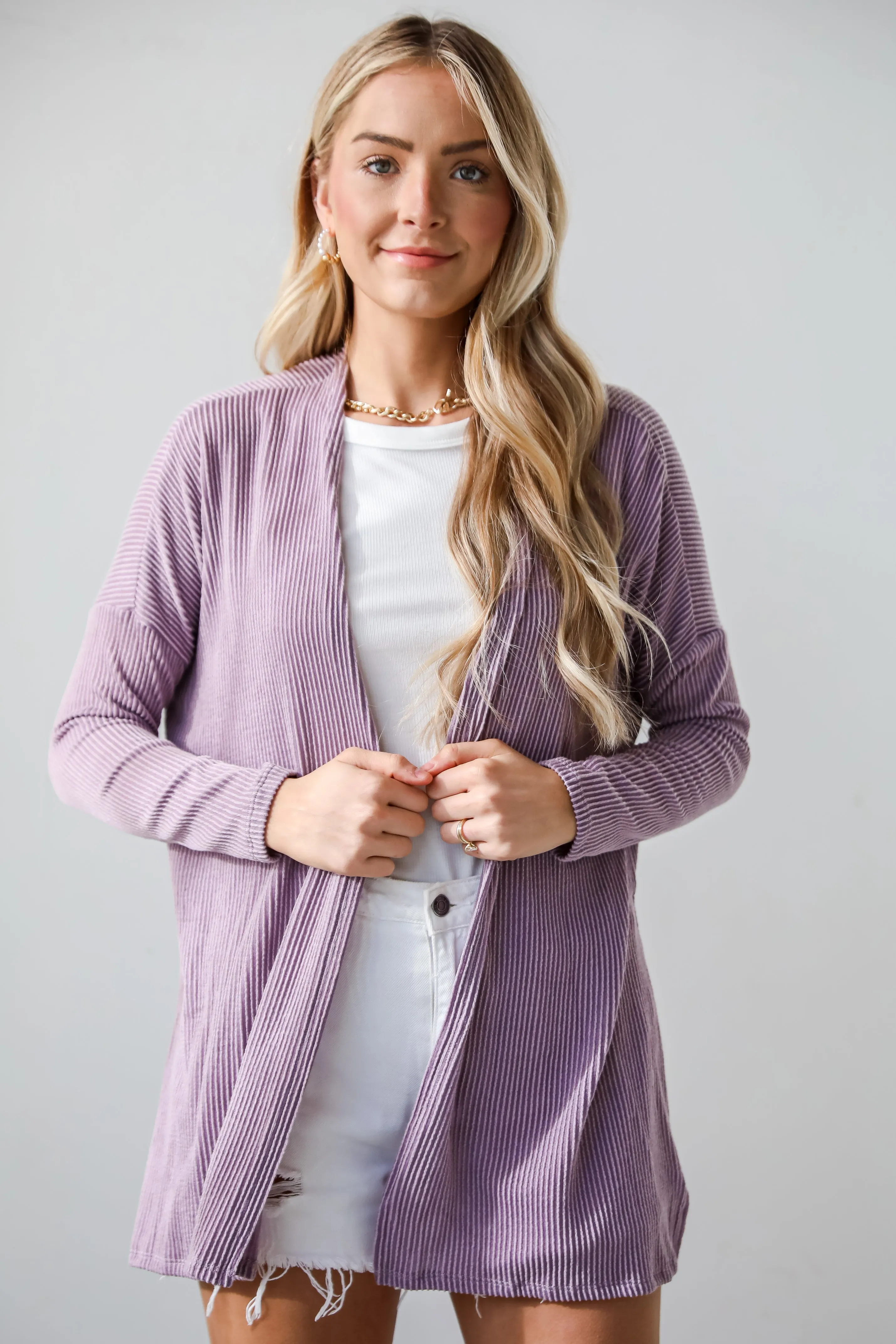 FINAL SALE - Easygoing Essence Lavender Corded Cardigan