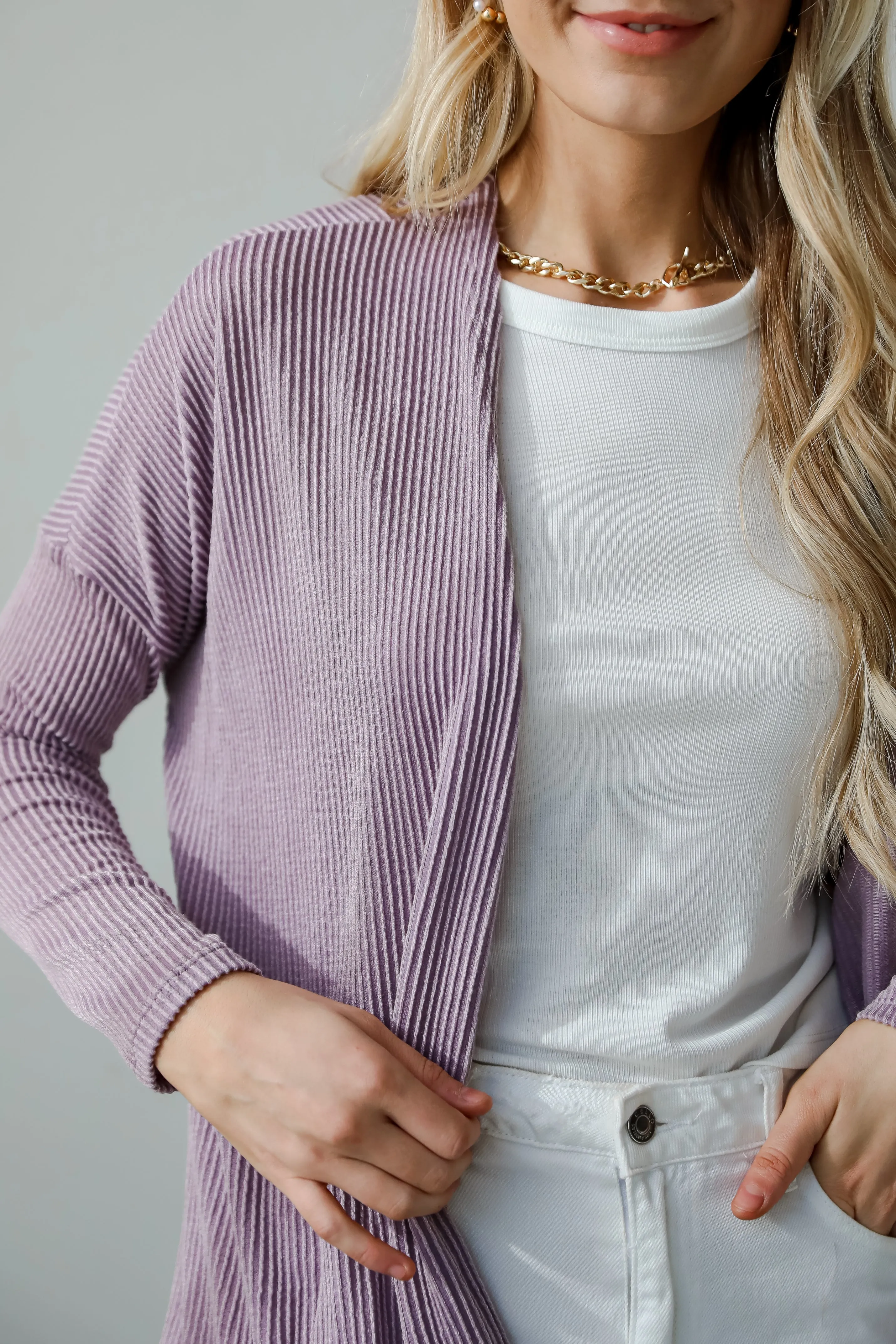 FINAL SALE - Easygoing Essence Lavender Corded Cardigan