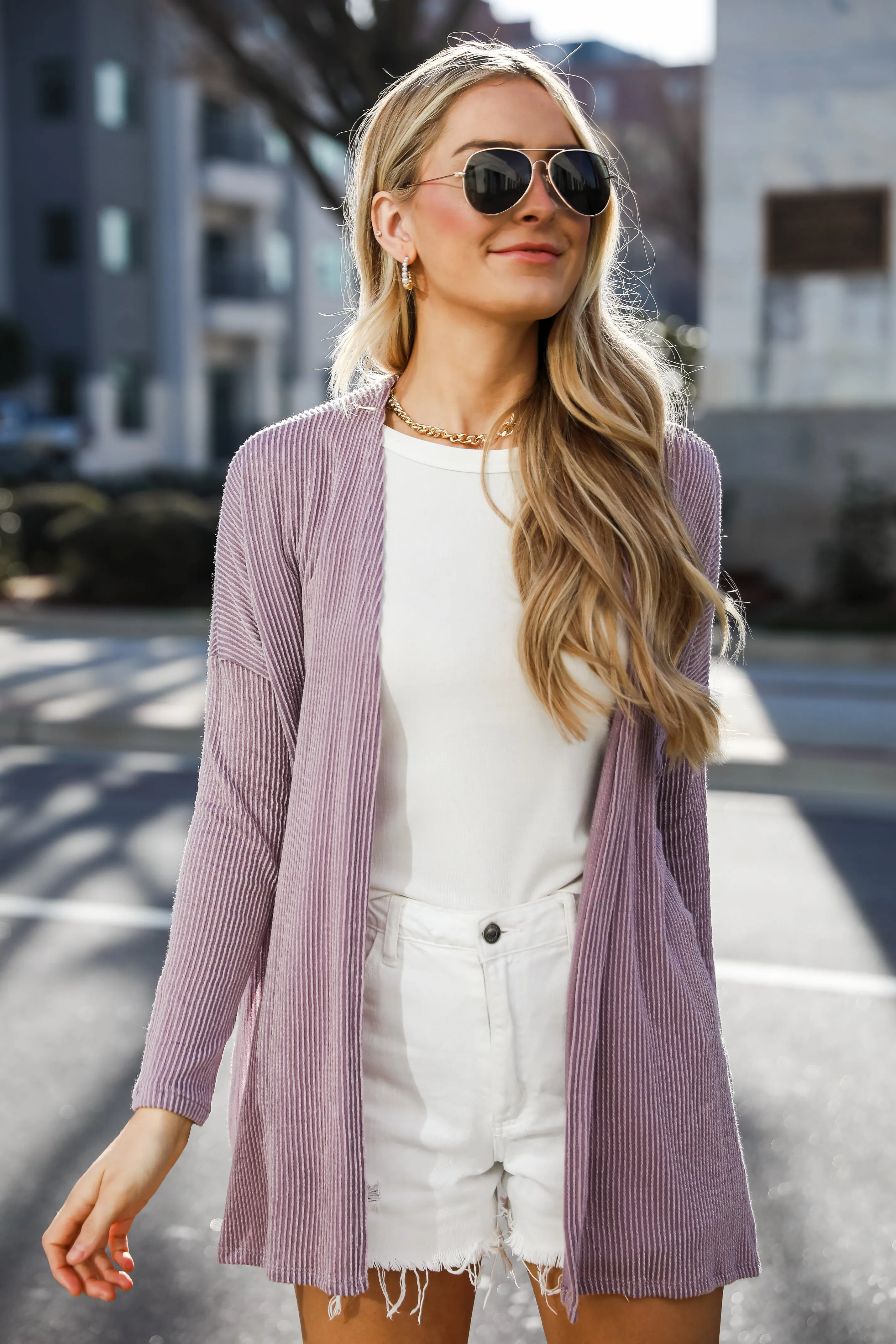 FINAL SALE - Easygoing Essence Lavender Corded Cardigan