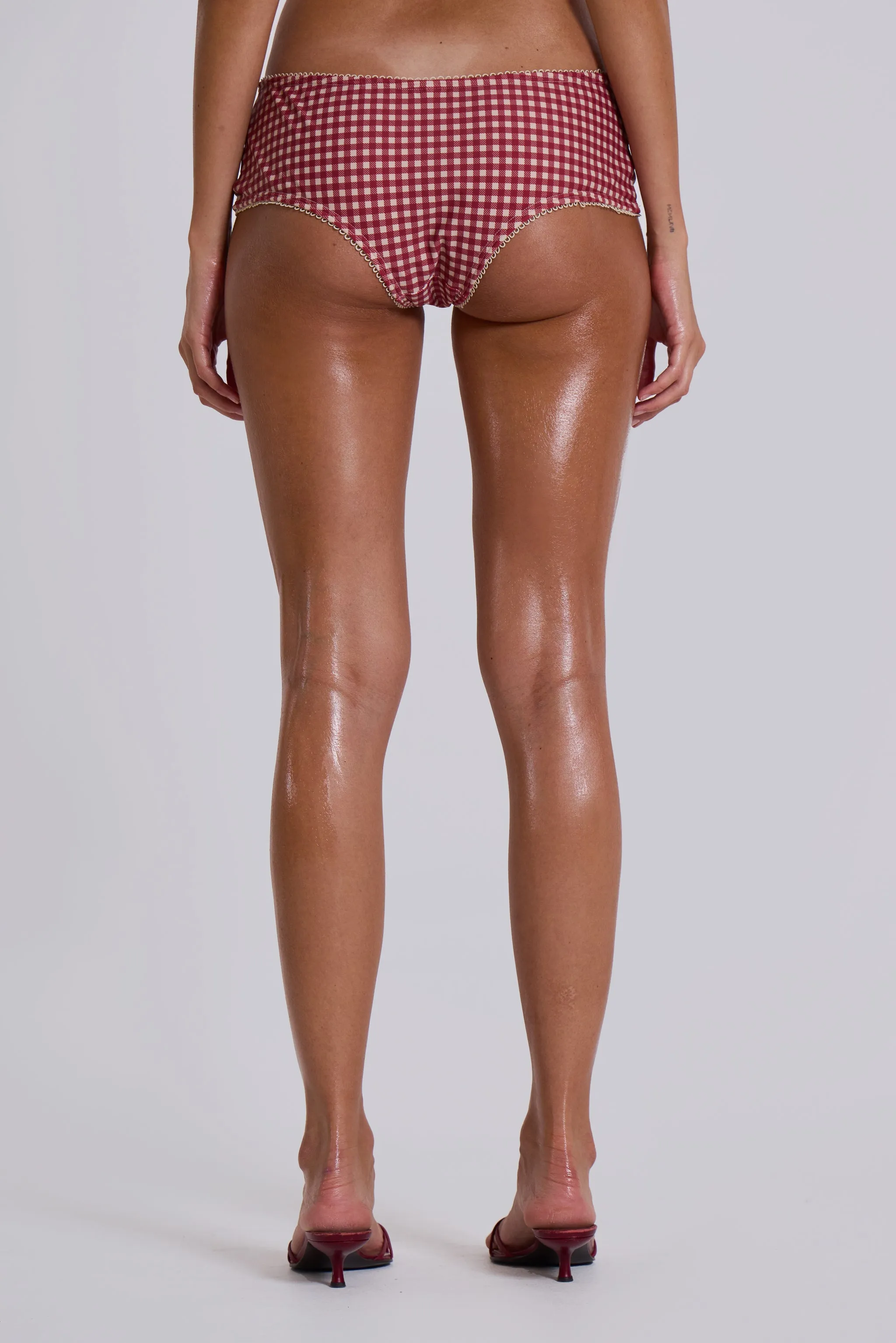 Freda Gingham Mini Short Bikini Bottoms