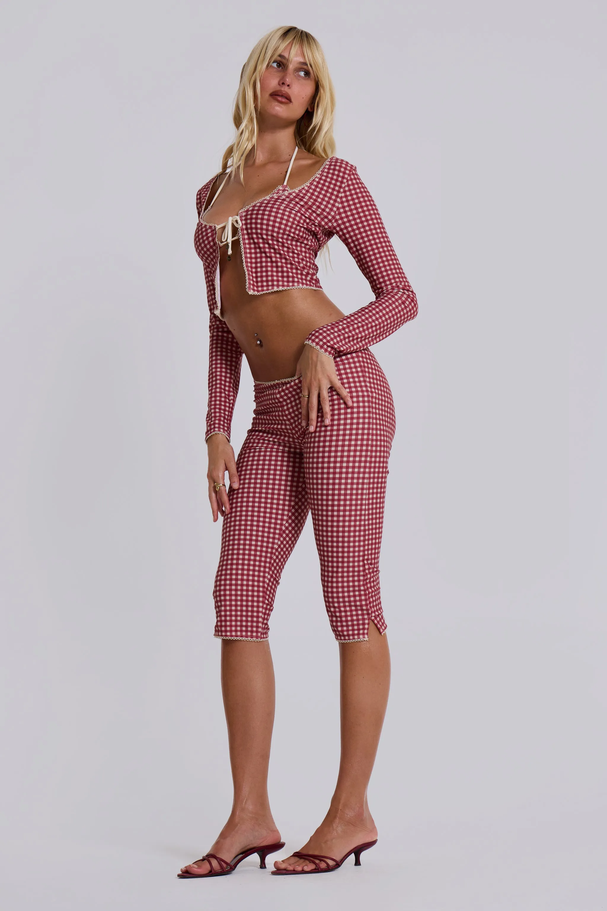 Freda Gingham Swim Cardigan Top