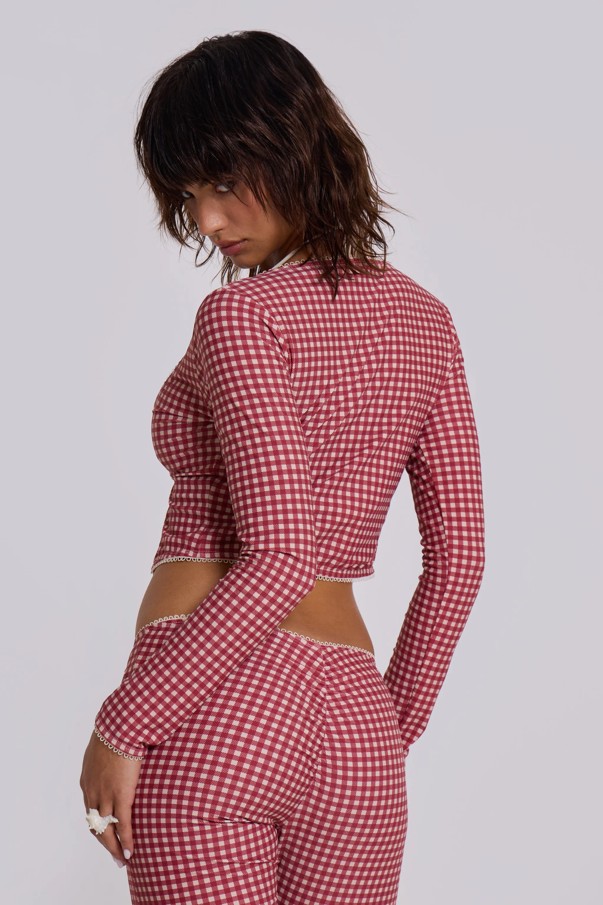 Freda Gingham Swim Cardigan Top