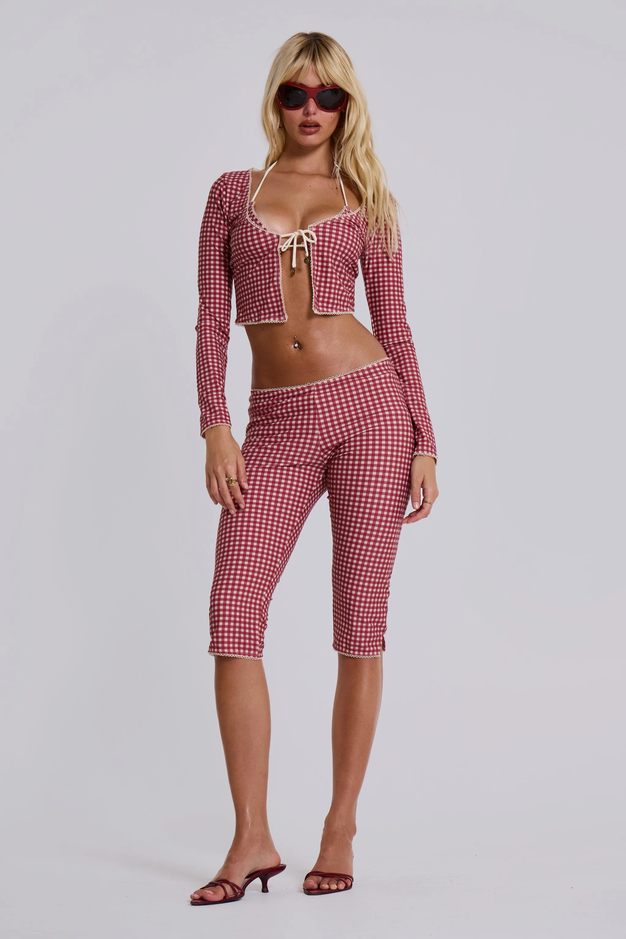 Freda Gingham Swim Cardigan Top