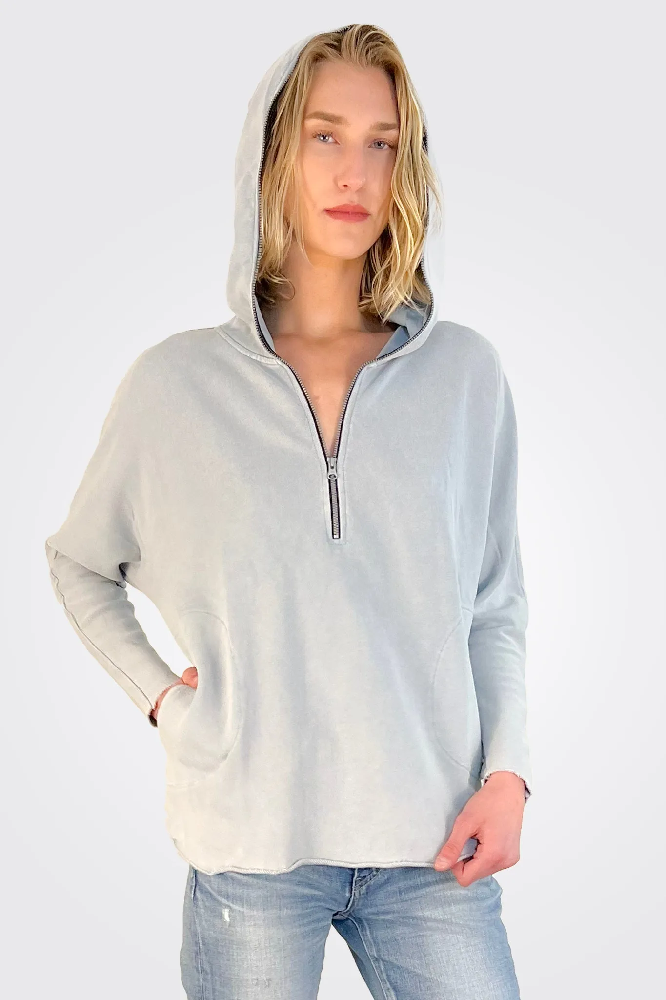 Georgia Zip Tunic Hoodie - Silver Mist