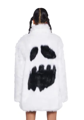 Ghostly Glam Faux Fur Coat