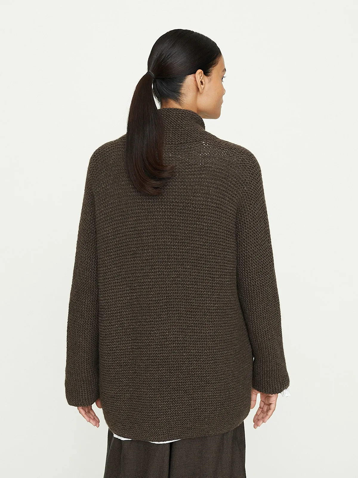 Giacca Legaccio Hand-Knitted Jacket Collo Scaille in Brown