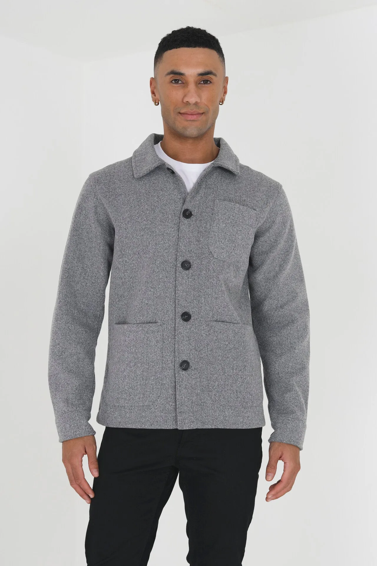 GREY BUTTON THROUGH PATCH POCKET SHACKET