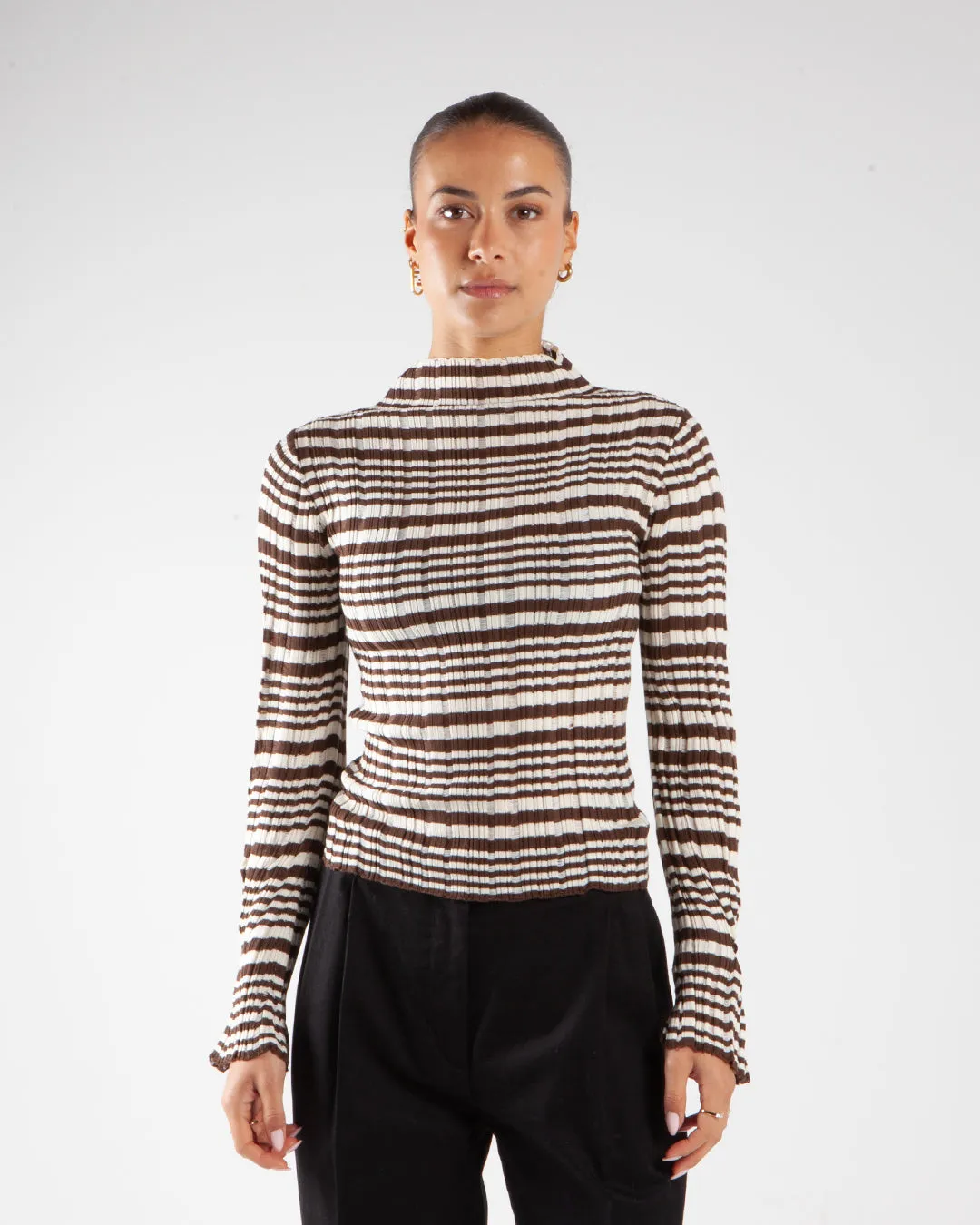 Holzweiler Rib Stripe Turtleneck Brown Mix