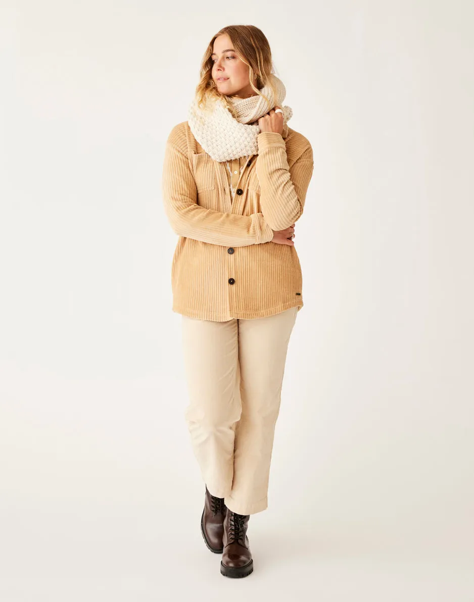 Hudson Stretch Cord Shacket: Camel