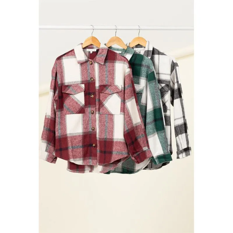 HYFVE Effortless Ease Plaid Print Shacket