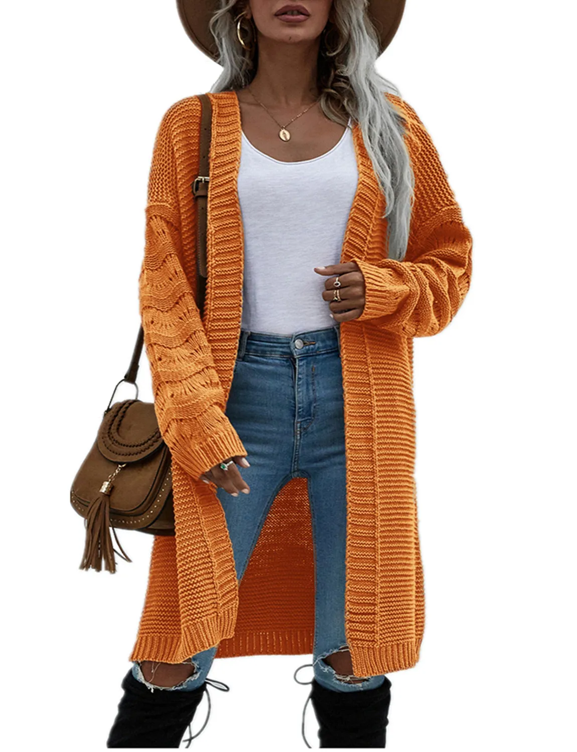 iB-iP Women's Oversize Cardigan Sweater Loose Casual Long Sleeve Solid Color Top