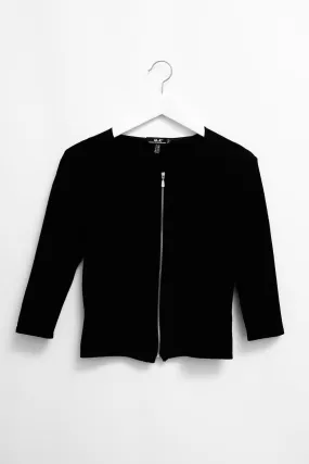 ITALY BLACK SLIM VINTAGE ZIP CARDIGAN