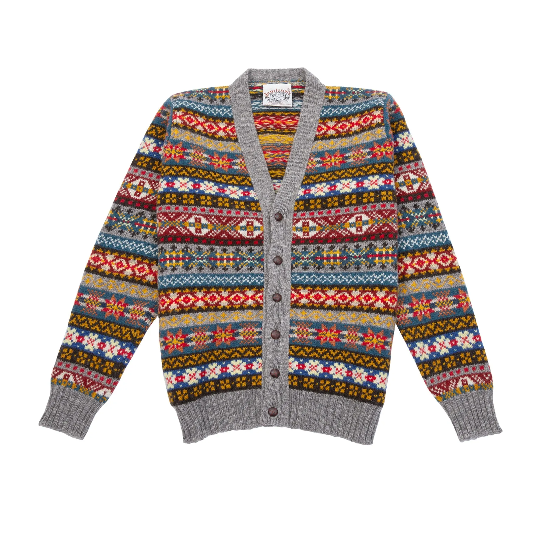 Jamieson's Fair Isle Cardigan in Silver