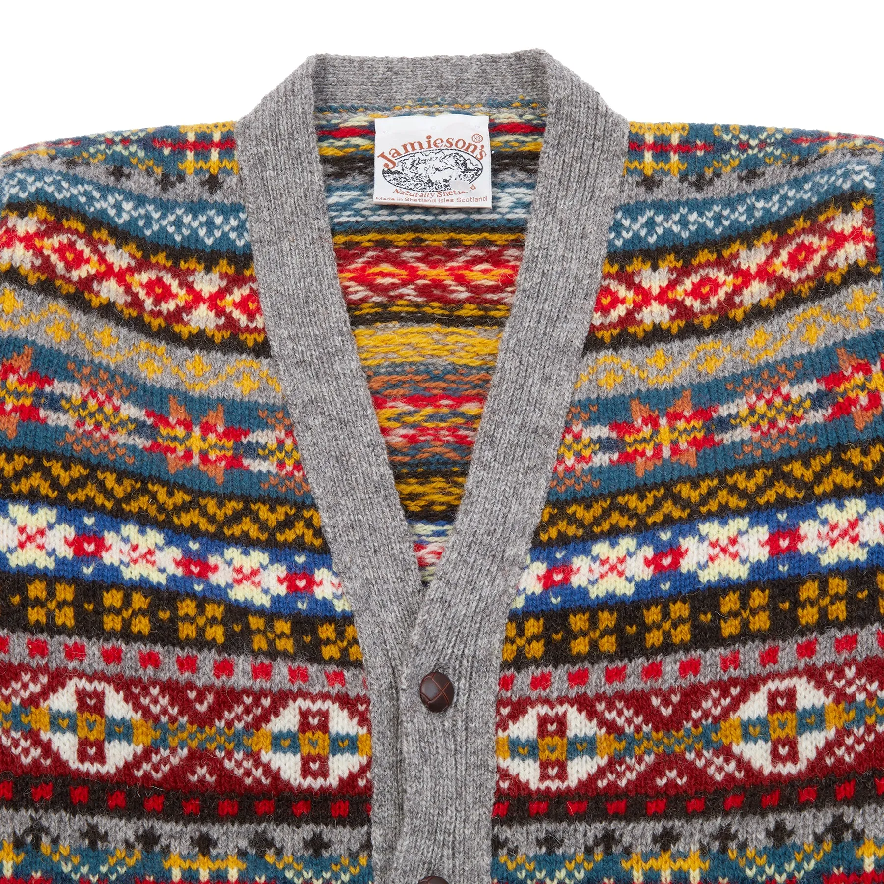 Jamieson's Fair Isle Cardigan in Silver