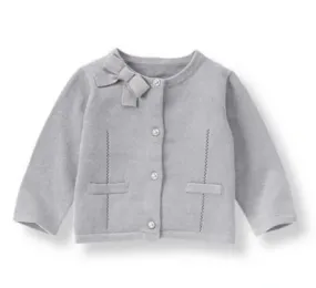 Janie and Jack Baby Girl Gray Silver Sparkle Glittery Long Sleeve Cardigan ( 6-12M)