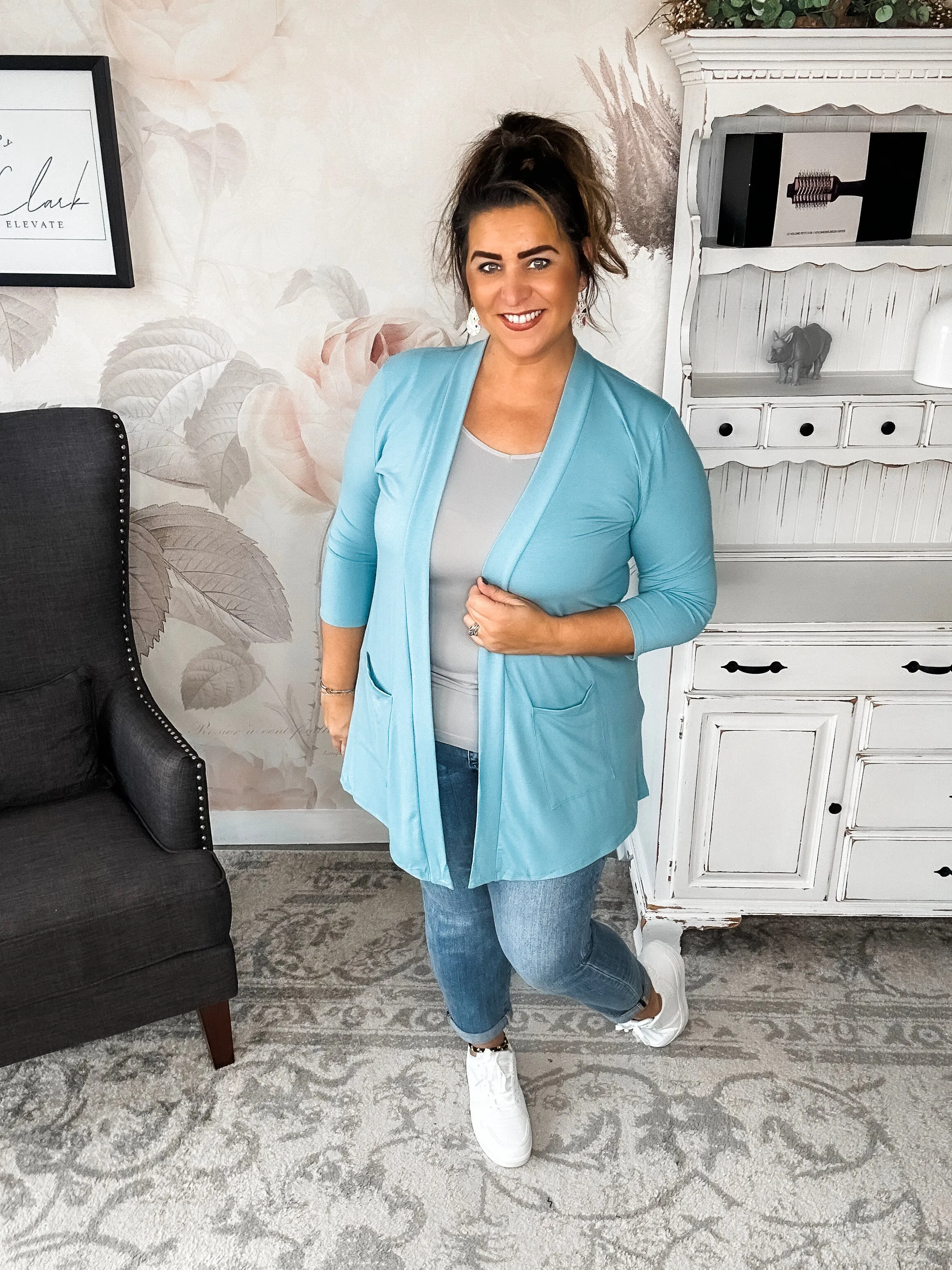 Keep On Going Cardigan - Dusty Teal