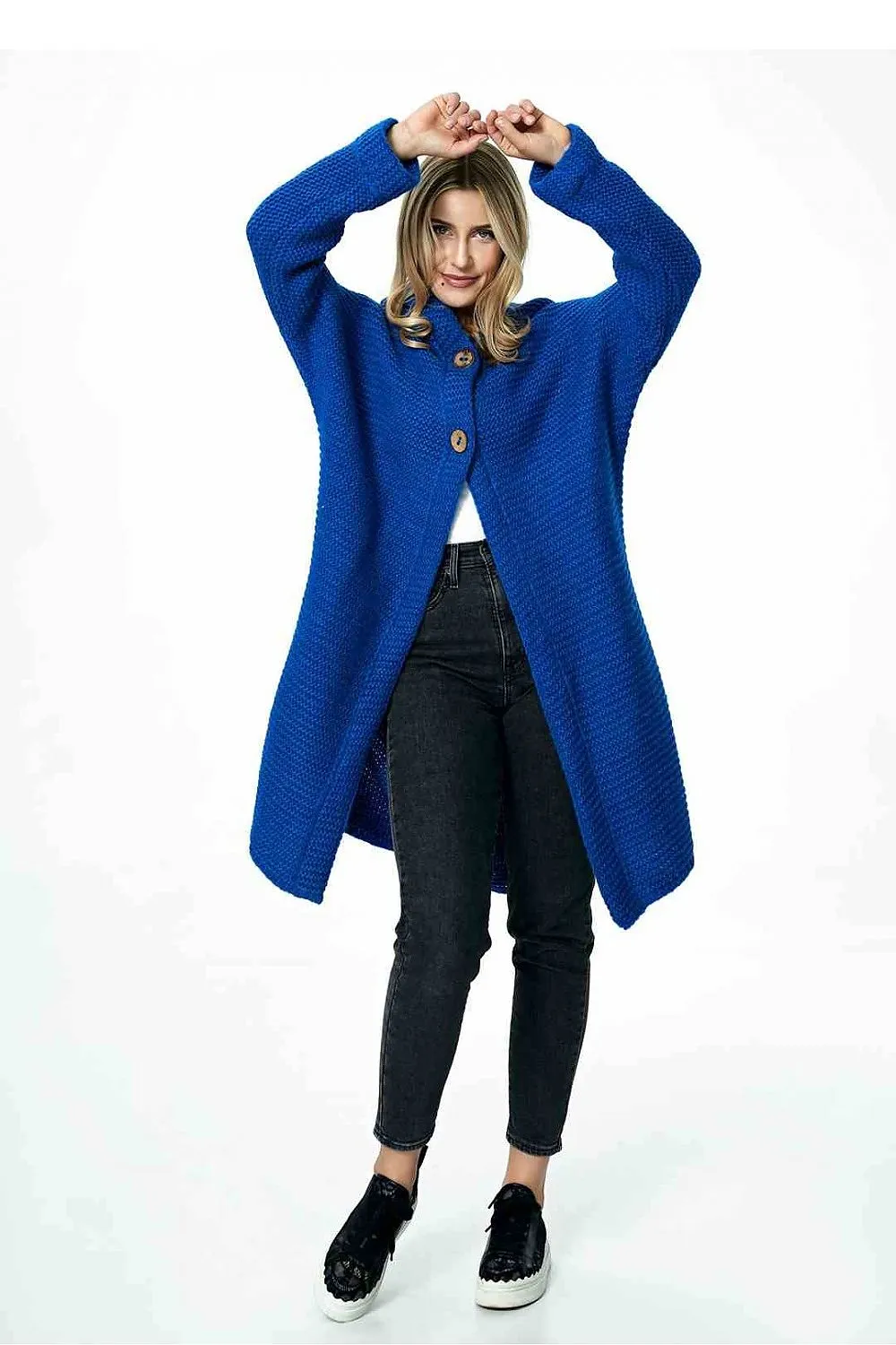 Knee Length Hooded Button Cardigan