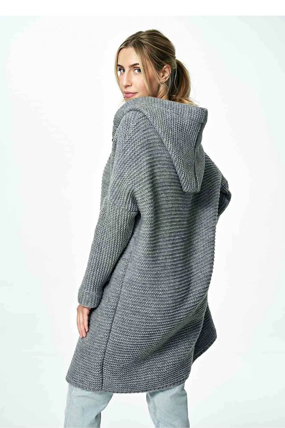 Knee Length Hooded Button Cardigan