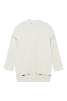 Kujten Tam Oversized Cashmere Cardigan in Blanc