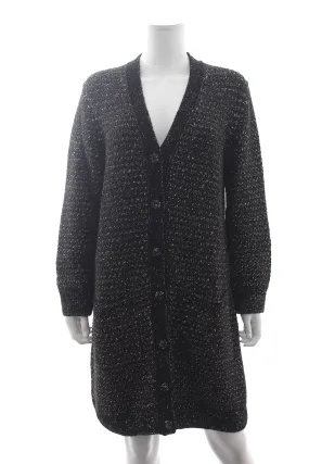 Lanvin Metallic Bouclé-Knit Long Cardigan