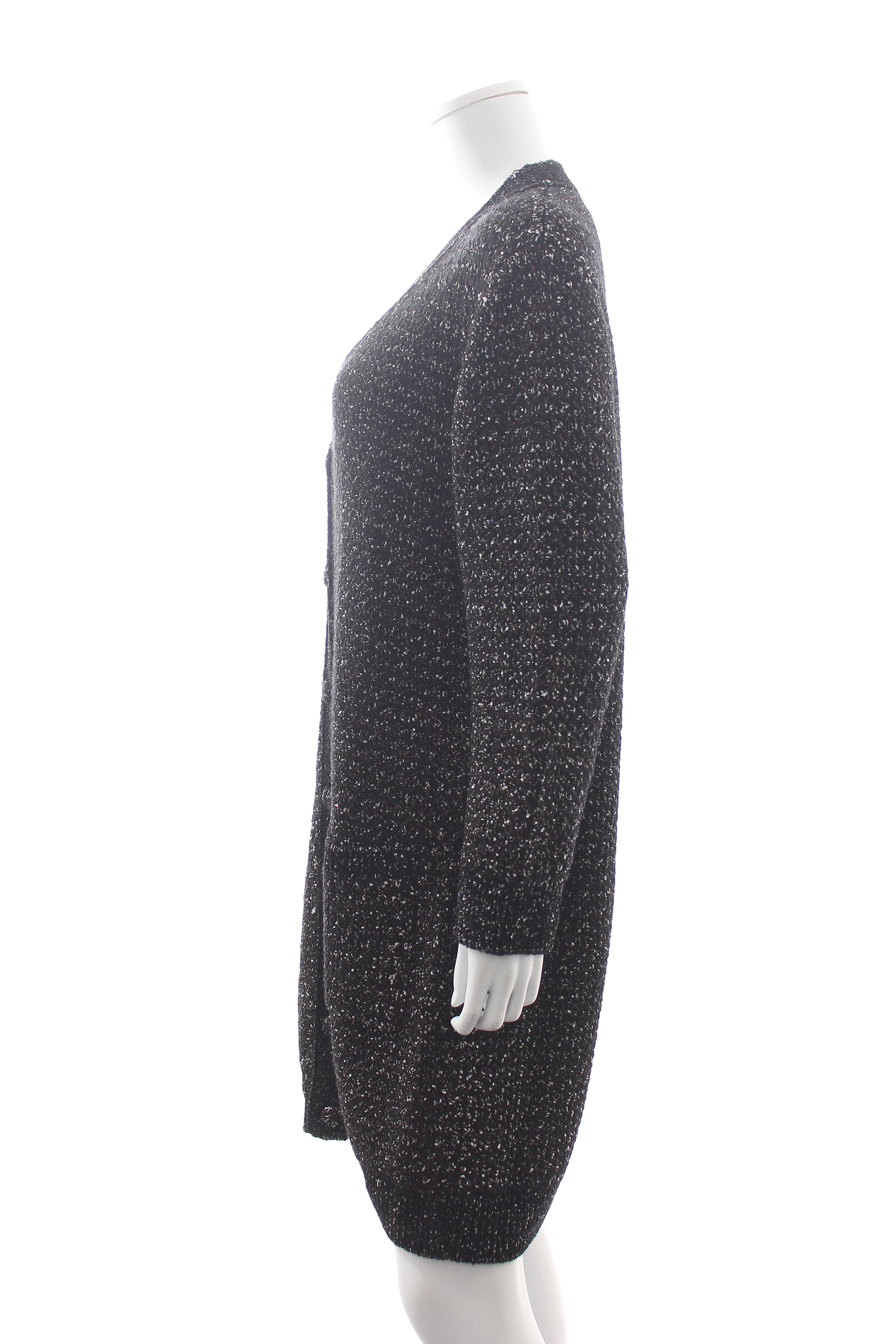 Lanvin Metallic Bouclé-Knit Long Cardigan