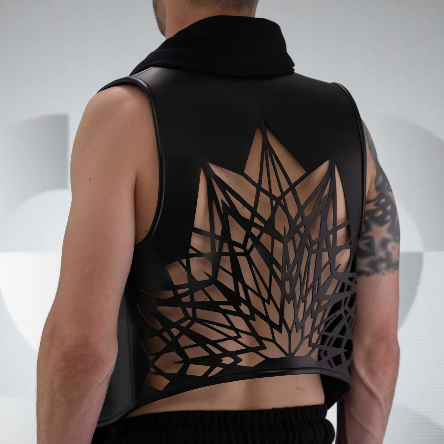 Laser-Cut Geometric Back Cardigan