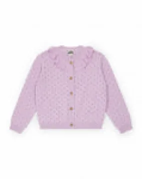 Lavender Ruffle Collar Cardigan- Bonton sp24