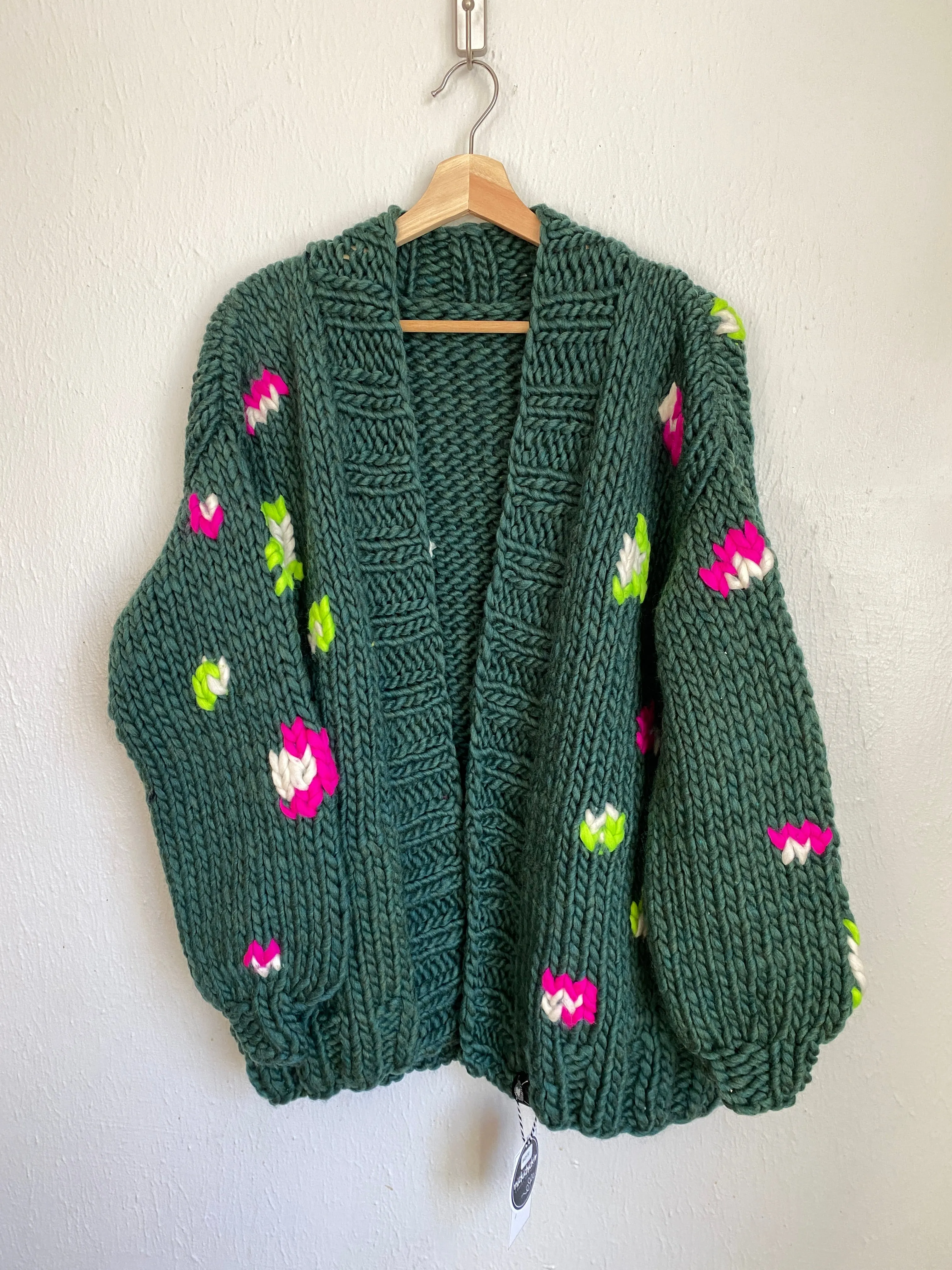 Leopard Print Cardigan Sweater in Enchanted Forest Neons