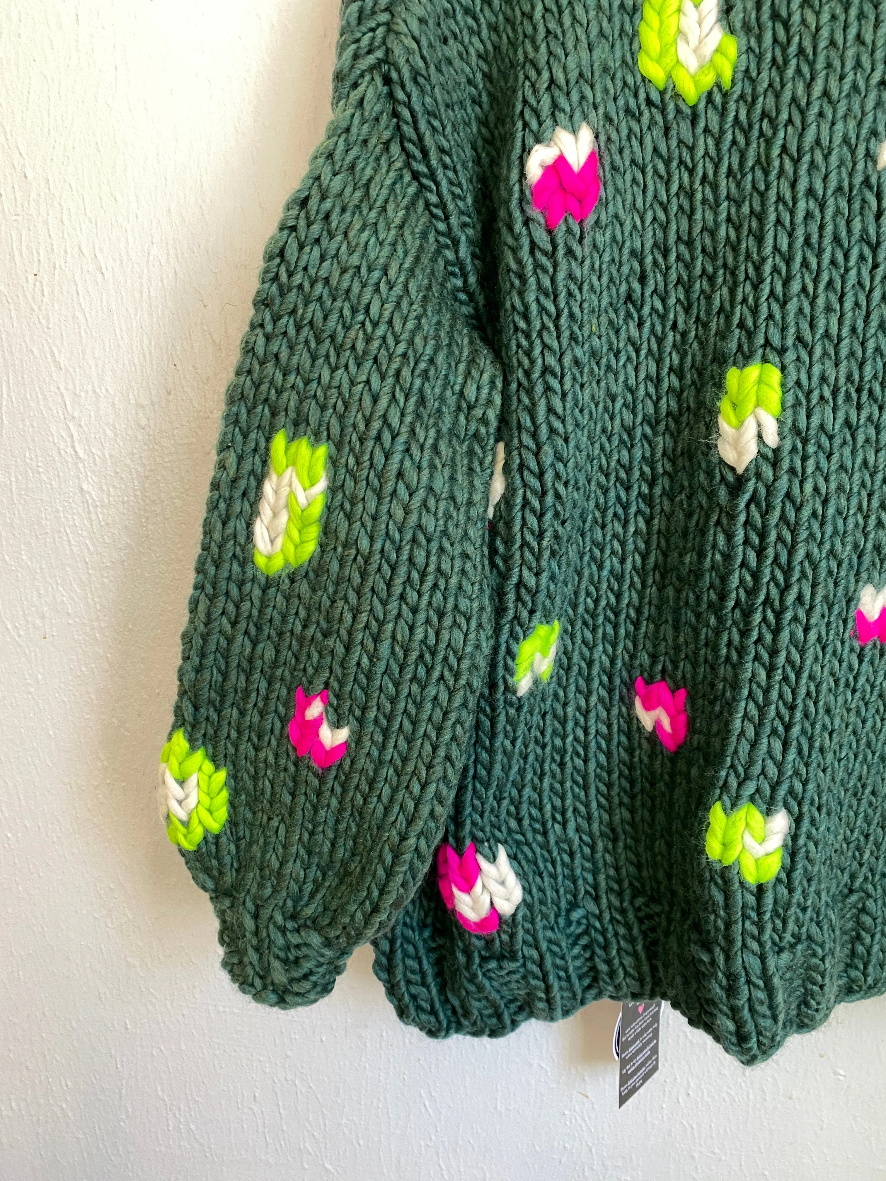 Leopard Print Cardigan Sweater in Enchanted Forest Neons