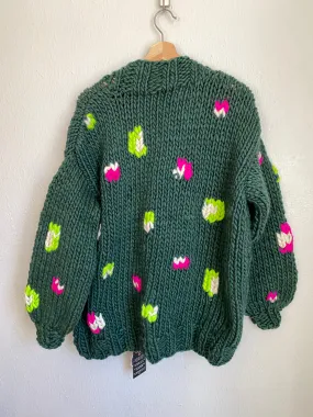 Leopard Print Cardigan Sweater in Enchanted Forest Neons