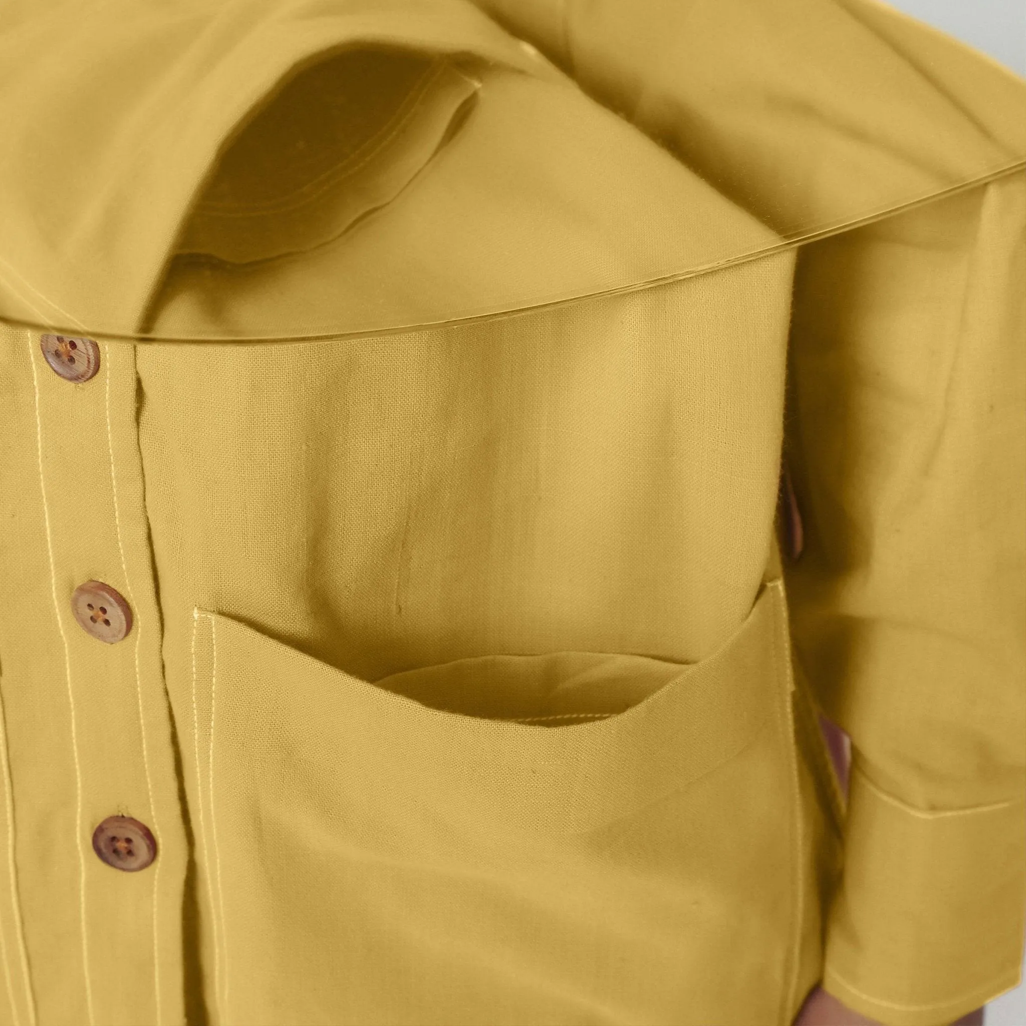 Light Yellow Handspun Cotton Button-Down Jacket