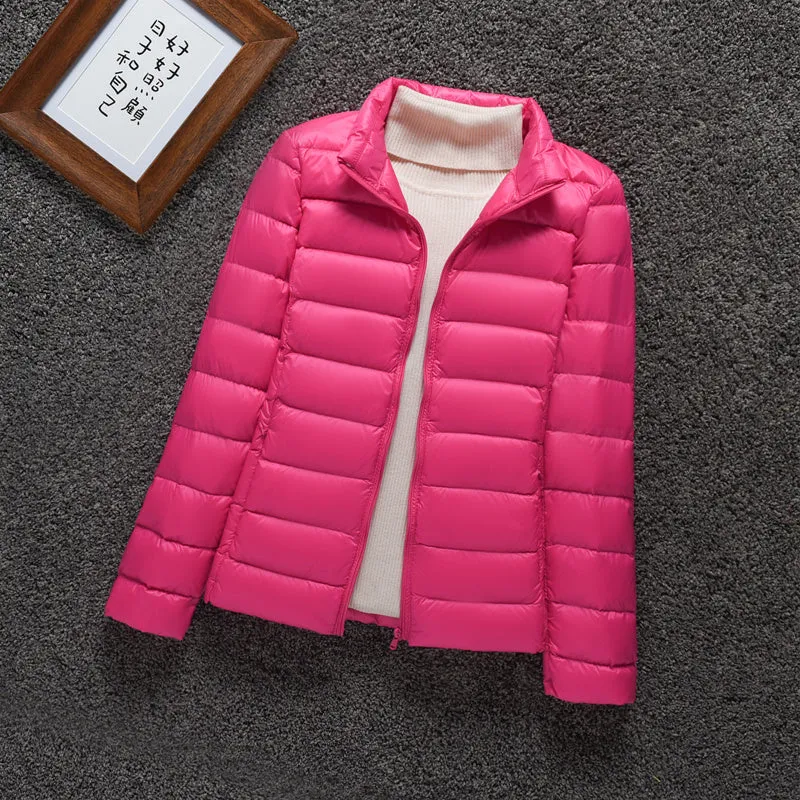 Lightweight Down Jacket Women Stand-up Collar