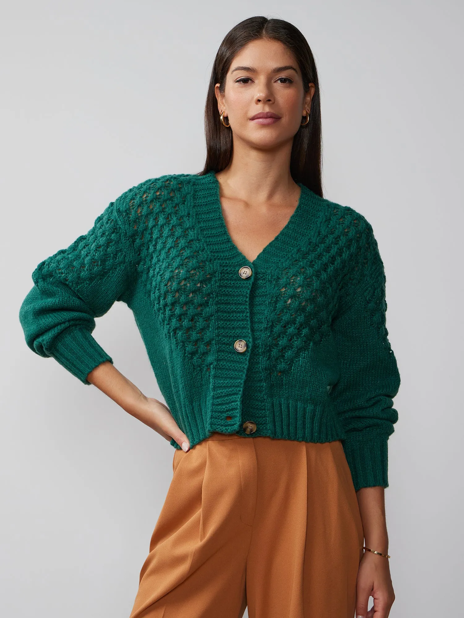 Long Sleeve Mix Stitch Cardigan