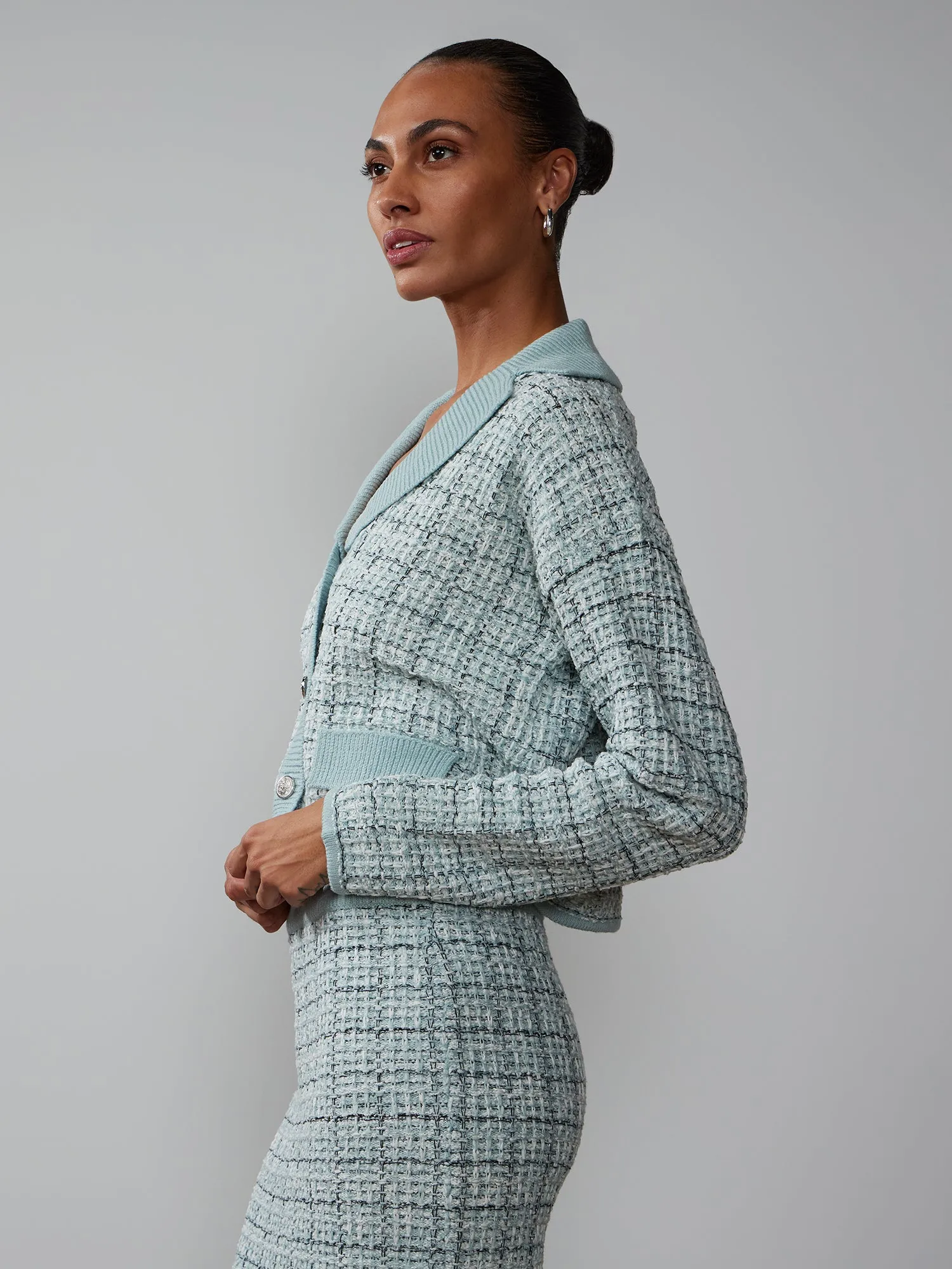 Long Sleeve Tweed Blazer Cardigan