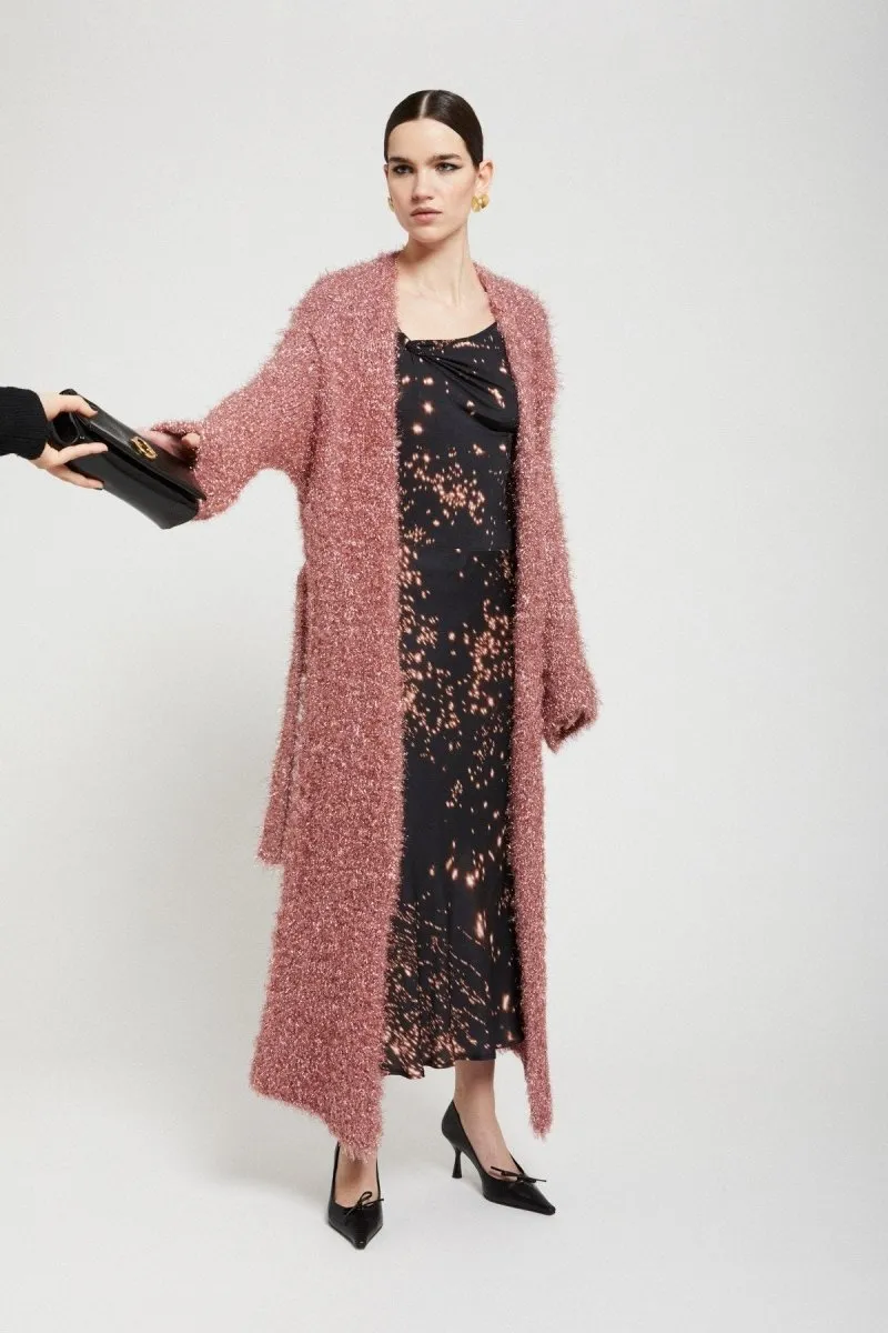 Long, Sparkly Cardigan with Sash