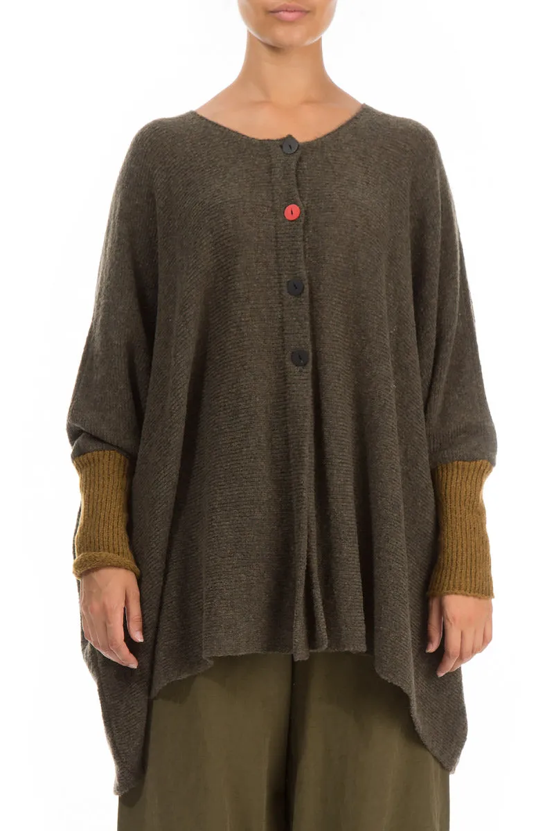 Loose Boxy Khaki Mustard Wool Cardigan