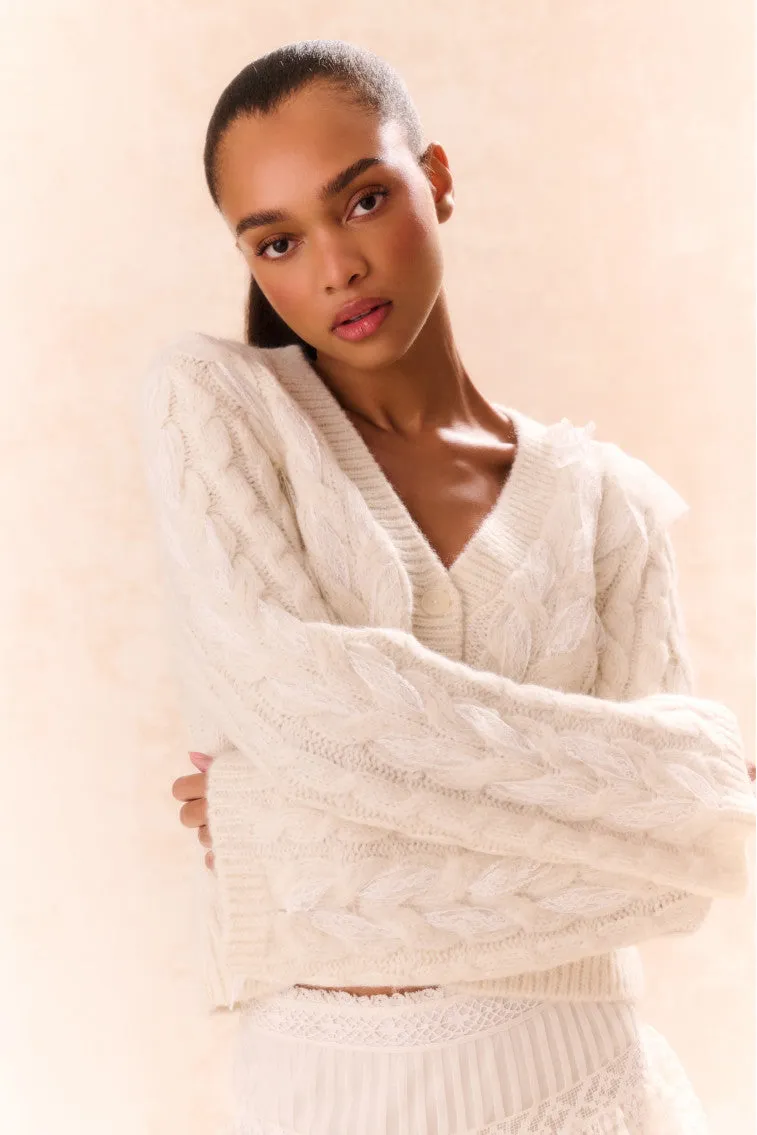 Louella Wool Knit Cardigan - SNOW