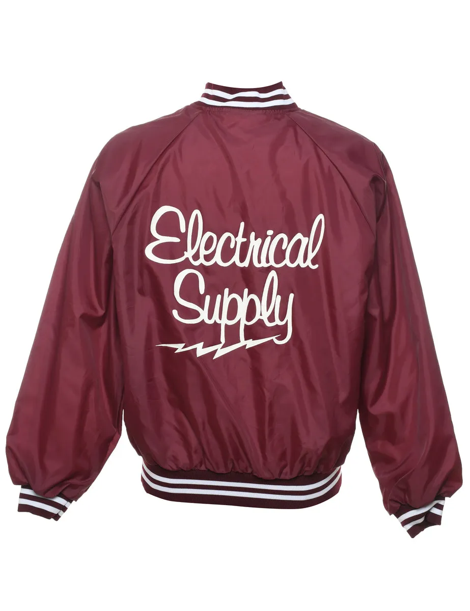 Maroon & White Printed Bomber Jacket - L