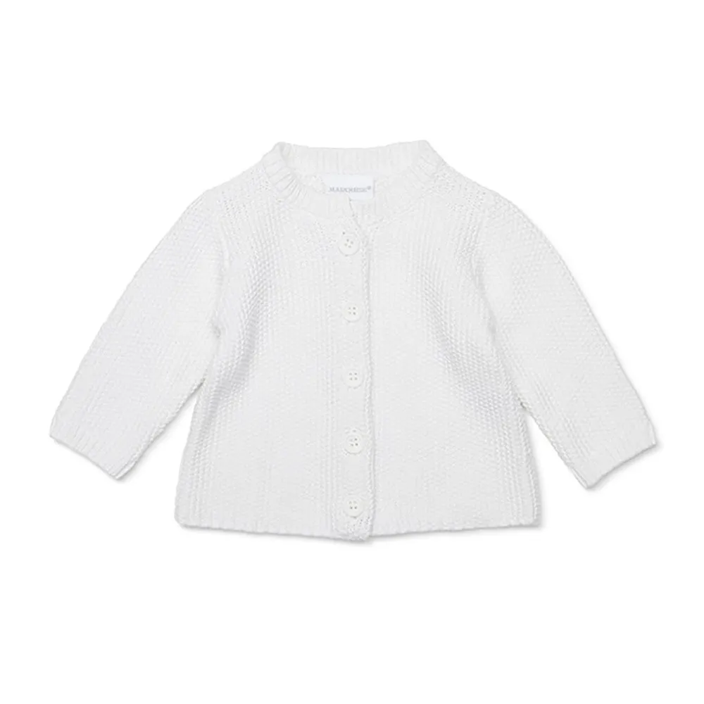 Marquise White Cotton Knitted Cardigan