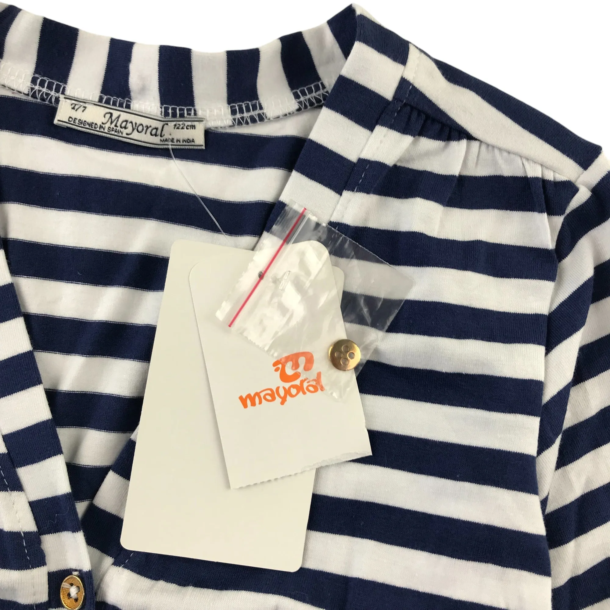 Mayoral cardigan 6-7 years navy and white stripy button up