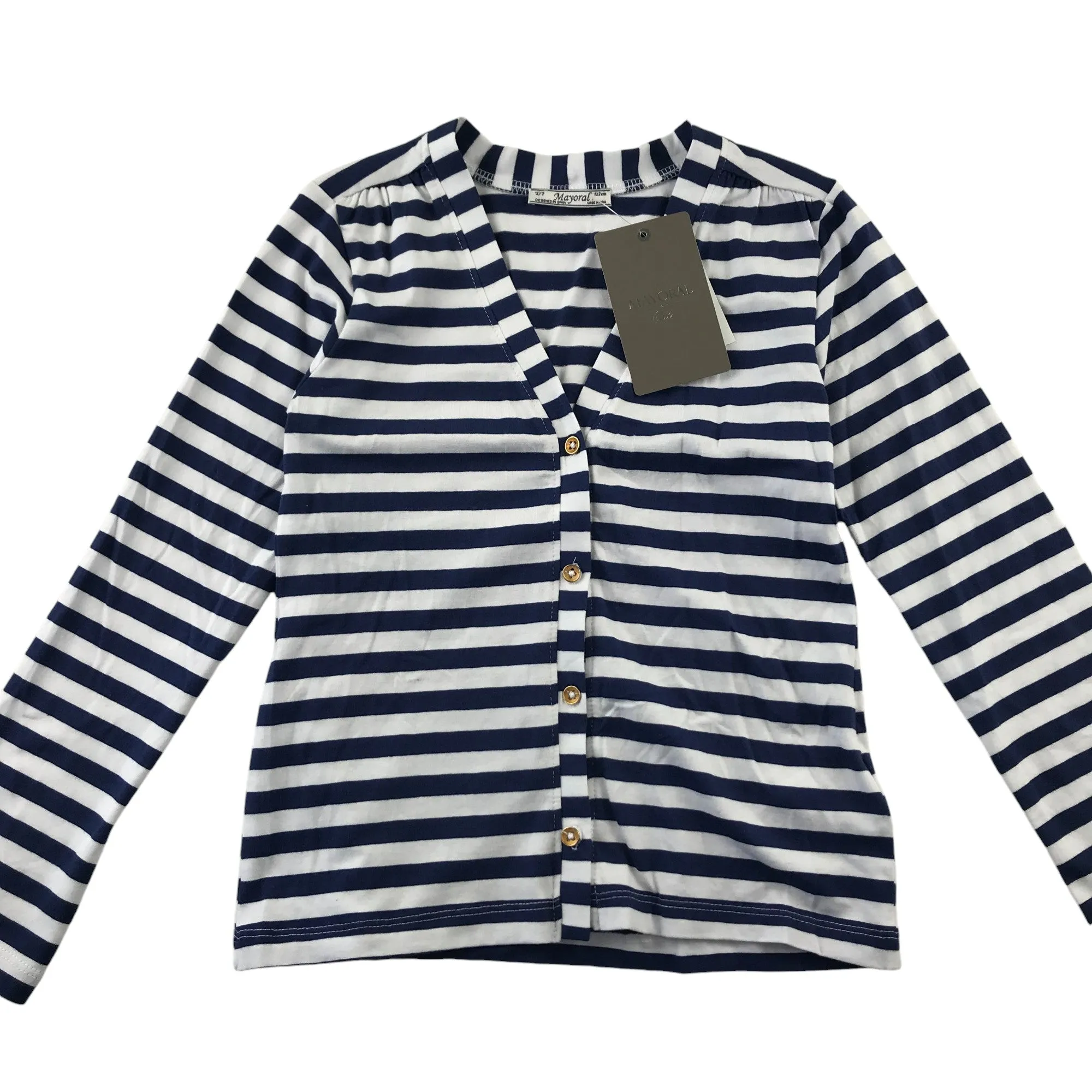 Mayoral cardigan 6-7 years navy and white stripy button up