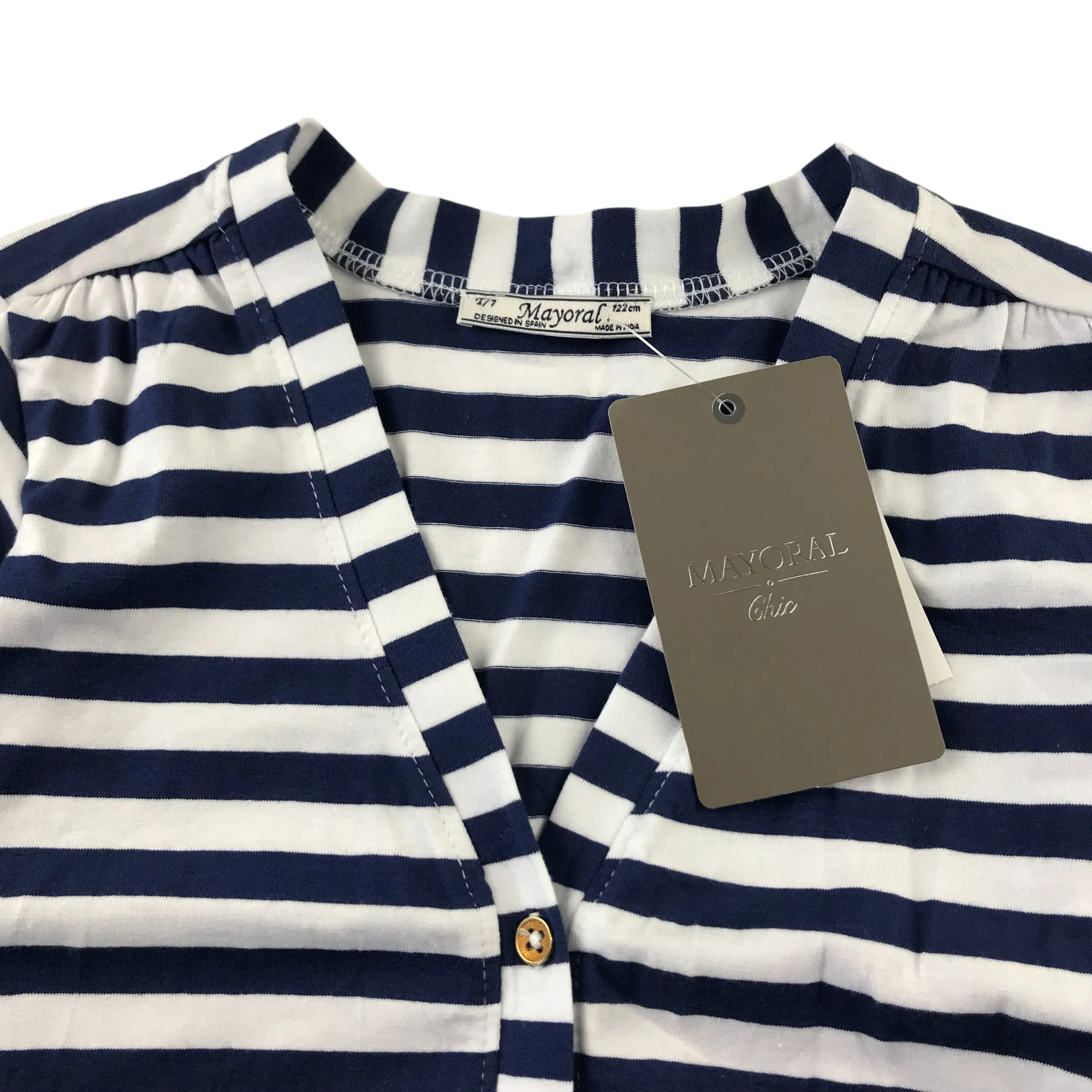 Mayoral cardigan 6-7 years navy and white stripy button up