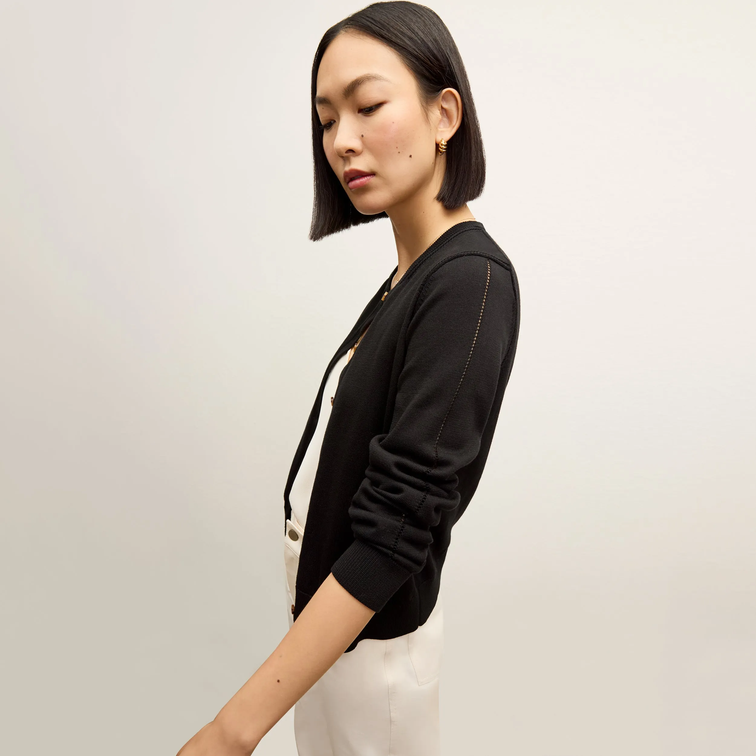 Mel Cardigan - Cotton Silk Knit :: Black